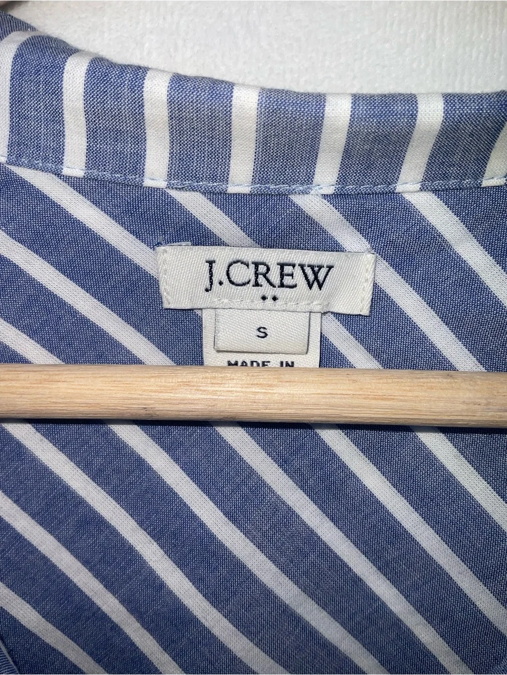 J. Crew Blue and White Striped Button-Down Tie-Front Shirt